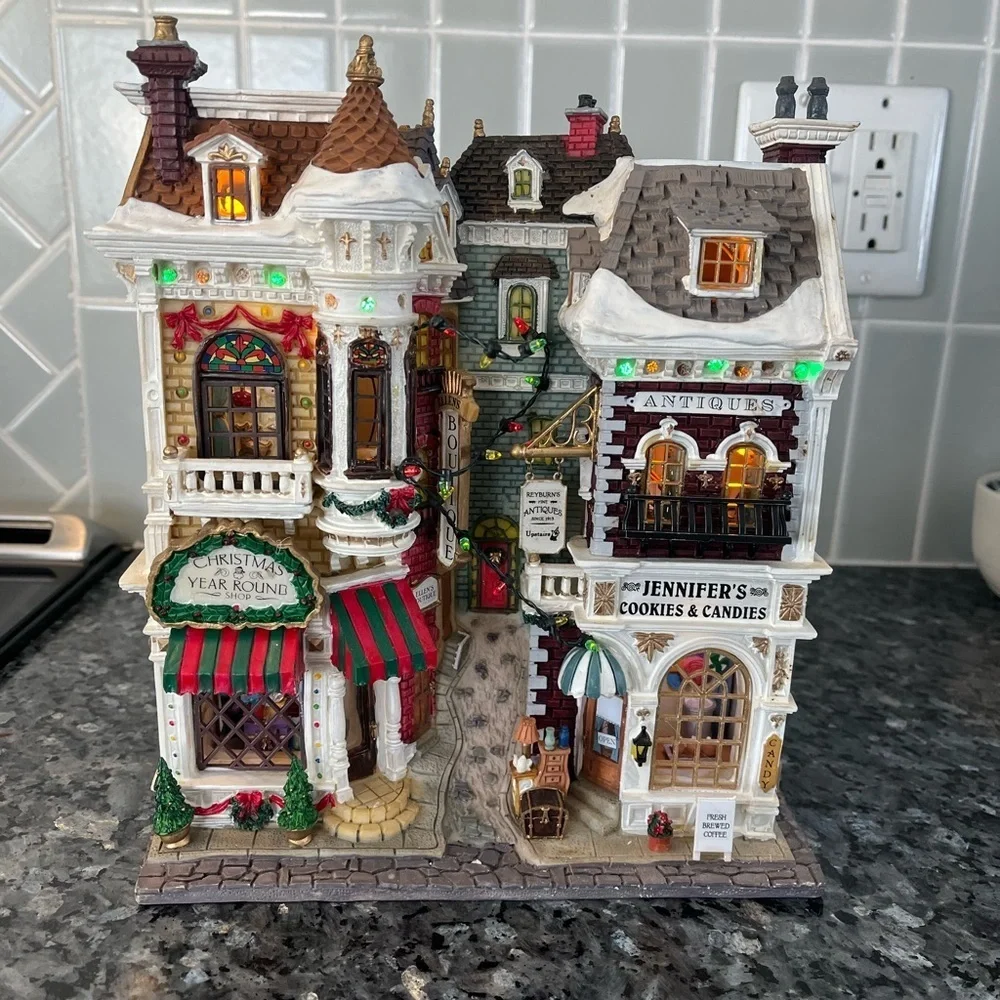 Lemax Essex Street Facade Village Shops Lighted Hanging Wall Setting 45094